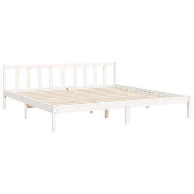 Berkfield Bed Frame with Headboard White Super King Size Solid Wood