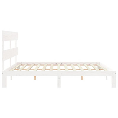 Shop Berkfield Bed Frame with Headboard White Super King Size Solid Wood