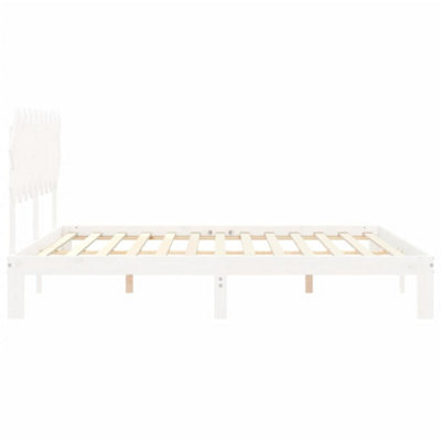 Berkfield Bed Frame with Headboard White Super King Size Solid Wood