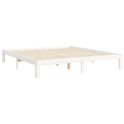 Berkfield Bed Frame with Headboard White Super King Size Solid Wood