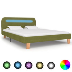 Berkfield Bed Frame with LED Green Fabric 135x190 cm 4FT6 Double