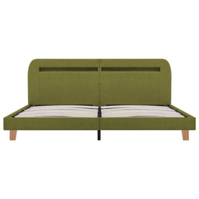 Berkfield Bed Frame with LED Green Fabric 150x200 cm 5FT King Size