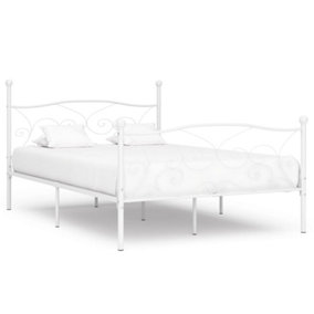 Berkfield Bed Frame with Slatted Base White Metal 140x200 cm