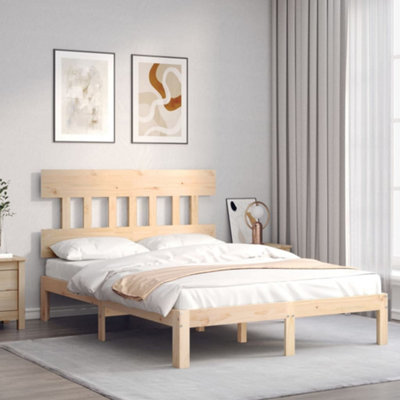 Berkfield Bed Frame without Mattress Double Solid Wood Pine