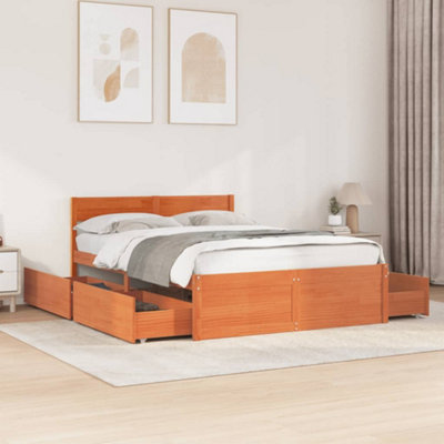 Berkfield Bed Frame without Mattress Wax Brown 120x190 cm Small Double ...