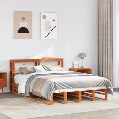 Berkfield Bed Frame without Mattress Wax Brown 160x200 cm Solid Wood Pine