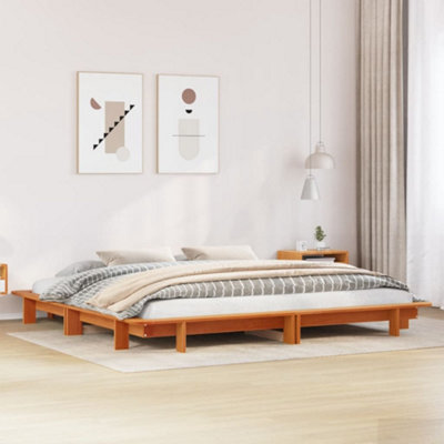 Berkfield Bed Frame without Mattress Wax Brown 160x200 cm Solid Wood Pine