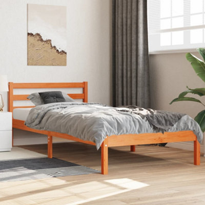 Berkfield Bed Frame without Mattress Wax Brown 90x200 cm Solid Wood Pine