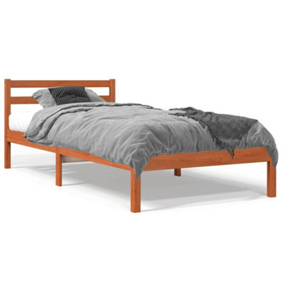 Berkfield Bed Frame without Mattress Wax Brown 90x200 cm Solid Wood Pine