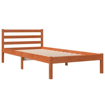 Berkfield Bed Frame without Mattress Wax Brown 90x200 cm Solid Wood Pine