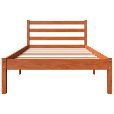 Berkfield Bed Frame without Mattress Wax Brown 90x200 cm Solid Wood Pine