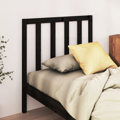 Berkfield Bed Headboard Black 106x4x100 cm Solid Wood Pine | DIY at B&Q