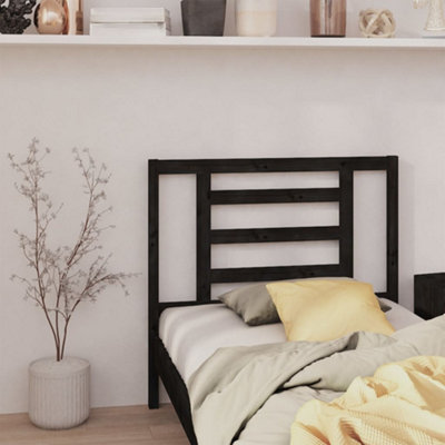 Berkfield Bed Headboard Black 106x4x100 cm Solid Wood Pine | DIY at B&Q