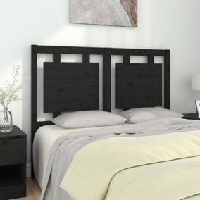 Berkfield Bed Headboard Black 125.5x4x100 cm Solid Pine Wood