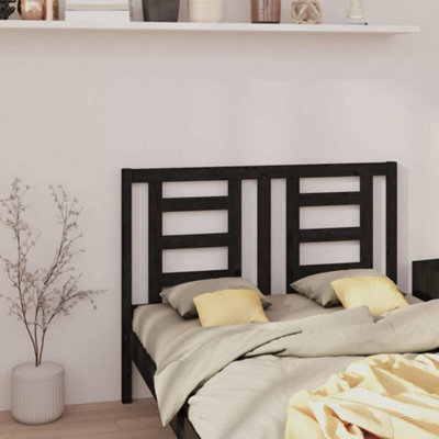 Berkfield Bed Headboard Black 126x4x100 cm Solid Wood Pine