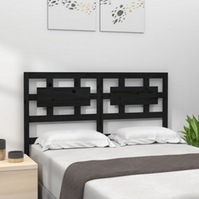 Berkfield Bed Headboard Black 145.5x4x100 cm Solid Wood Pine