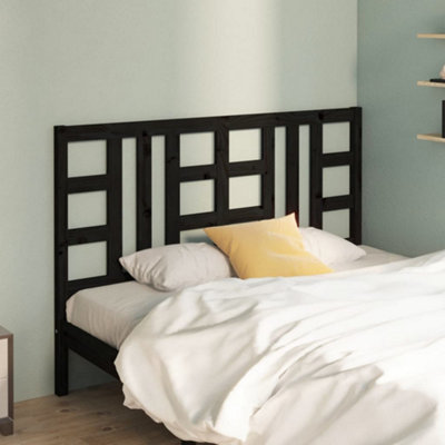Berkfield Bed Headboard Black 146x4x100 cm Solid Wood Pine | DIY at B&Q