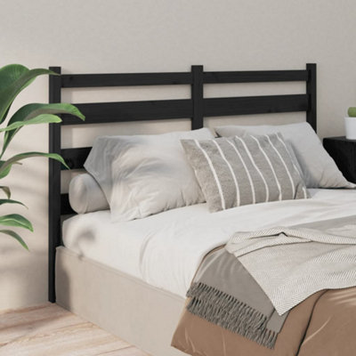 Berkfield Bed Headboard Black 146x4x100 cm Solid Wood Pine