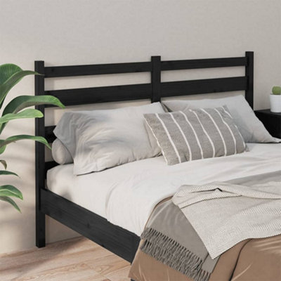 Berkfield Bed Headboard Black 146x4x100 cm Solid Wood Pine