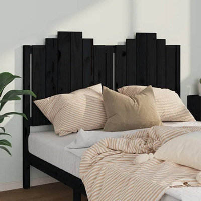 Berkfield Bed Headboard Black 146x4x110 cm Solid Wood Pine DIY