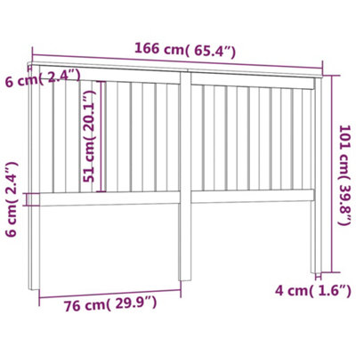 Berkfield Bed Headboard Black 166x6x101 cm Solid Wood Pine