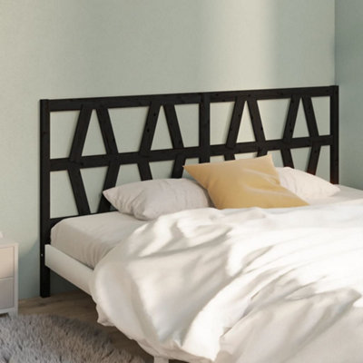 Berkfield Bed Headboard Black 186x4x100 cm Solid Wood Pine | DIY at B&Q