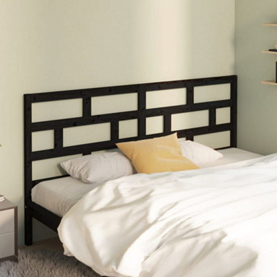 Berkfield Bed Headboard Black 206x4x100 cm Solid Wood Pine
