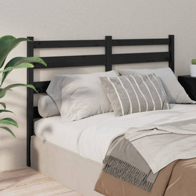 Berkfield Bed Headboard Black 206x4x100 cm Solid Wood Pine at B&Q