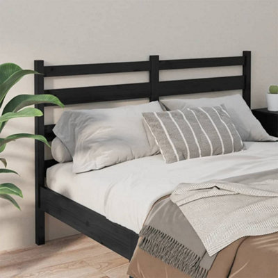 Berkfield Bed Headboard Black 206x4x100 cm Solid Wood Pine