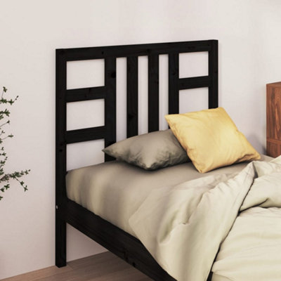 Berkfield Bed Headboard Black 81x4x100 cm Solid Wood Pine