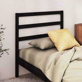 Berkfield Bed Headboard Black 96x4x100 cm Solid Wood Pine
