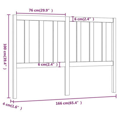 Berkfield Bed Headboard White 166x4x100 cm Solid Wood Pine