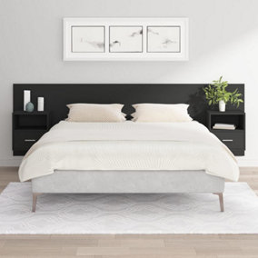 Berkfield Bed Headboard with Cabinets Black Engineered Wood