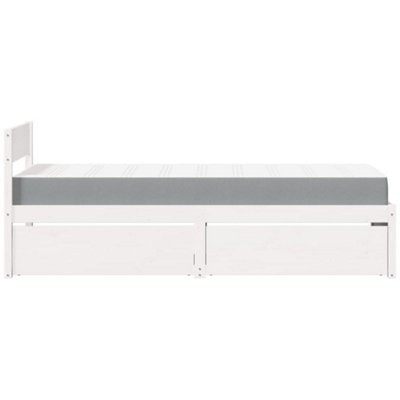 Berkfield Bed with Drawers and Mattress White 90x200 cm Solid Wood Pine