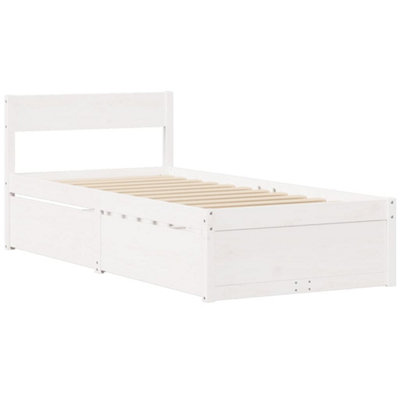 Berkfield Bed with Drawers and Mattress White 90x200 cm Solid Wood Pine