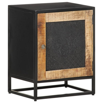 Berkfield Bedside Cabinet 40x30x50 cm Rough Mango Wood