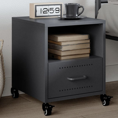 Berkfield Bedside Cabinet Anthracite 36x39x43.5 cm Steel