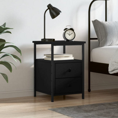 Berkfield Bedside Cabinet Black 34x35.5x50 cm Engineered Wood
