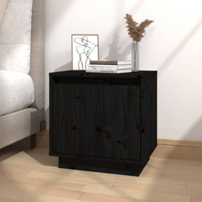 Berkfield Bedside Cabinet Black 40x30x40 cm Solid Wood Pine