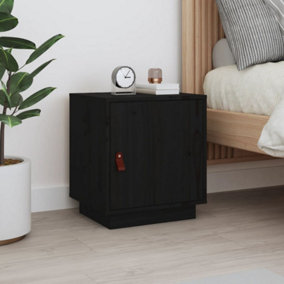 Berkfield Bedside Cabinet Black 40x34x45 cm Solid Wood Pine