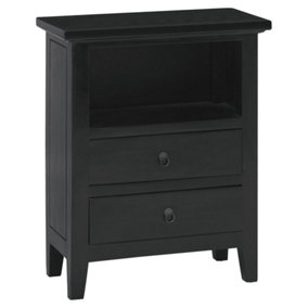 Berkfield Bedside Cabinet Black 60x30x75 cm Solid Wood Mahogany