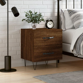 Berkfield Bedside Cabinet Brown Oak 40x35x47.5 cm Engineered Wood