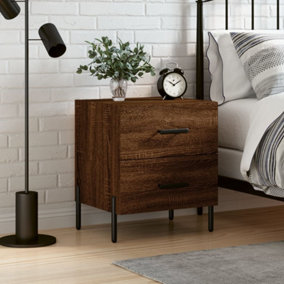 Berkfield Bedside Cabinet Brown Oak 40x35x47.5 cm Engineered Wood