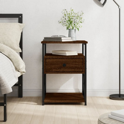 Berkfield Bedside Cabinet Brown Oak 40x42x55 cm Engineered Wood