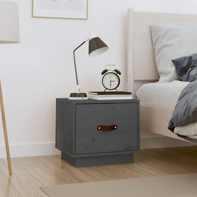 Berkfield Bedside Cabinet Grey 40x34x35 cm Solid Wood Pine