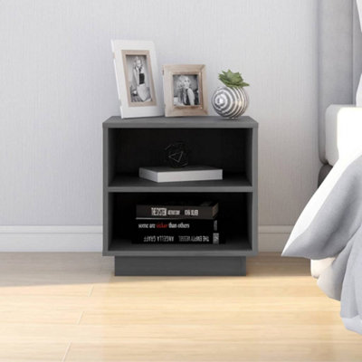 Berkfield Bedside Cabinet Grey 40x34x40 cm Solid Wood Pine