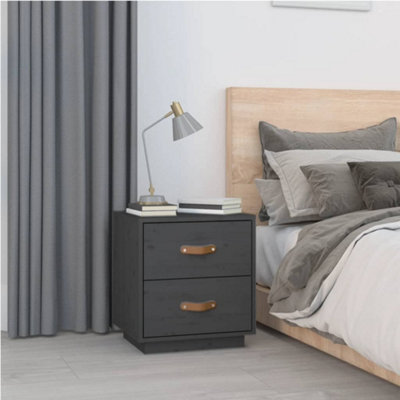 Berkfield Bedside Cabinet Grey 40x34x45 cm Solid Wood Pine
