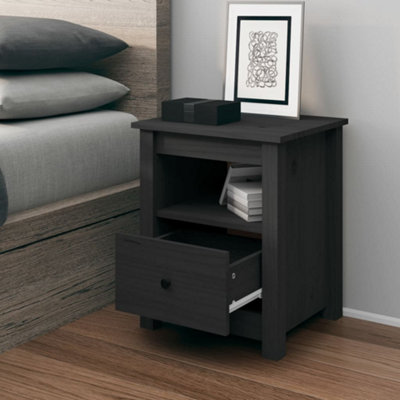Berkfield Bedside Cabinet Grey 40x35x49 cm Solid Wood Pine