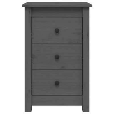 Berkfield Bedside Cabinet Grey 40x35x61.5 cm Solid Wood Pine