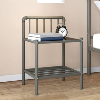 Berkfield Bedside Cabinet Grey and Black 45x34.5x62.5 cm Metal and Glass